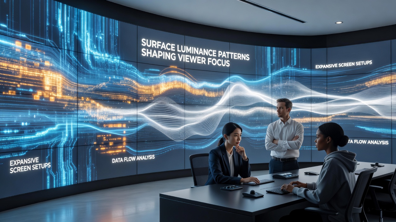 Surface Luminance Patterns Shaping Viewer Focus in Expansive Screen Setups